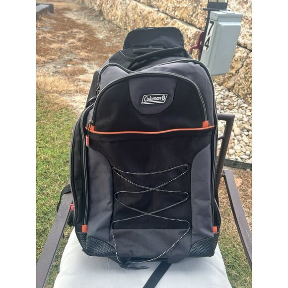 Coleman Rolling Backpack Travel Hiking Bag Telescoping Handle Read - Picture 1 of 6